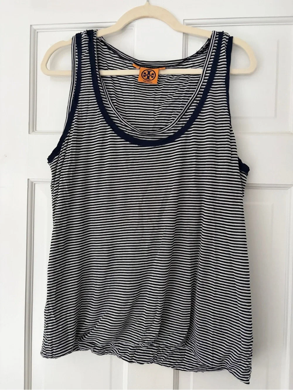 Striped Navy and White Tank Top tory burch xl